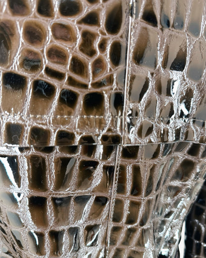 90s vintage Crocodile Embossed Patent Capuccino Coat