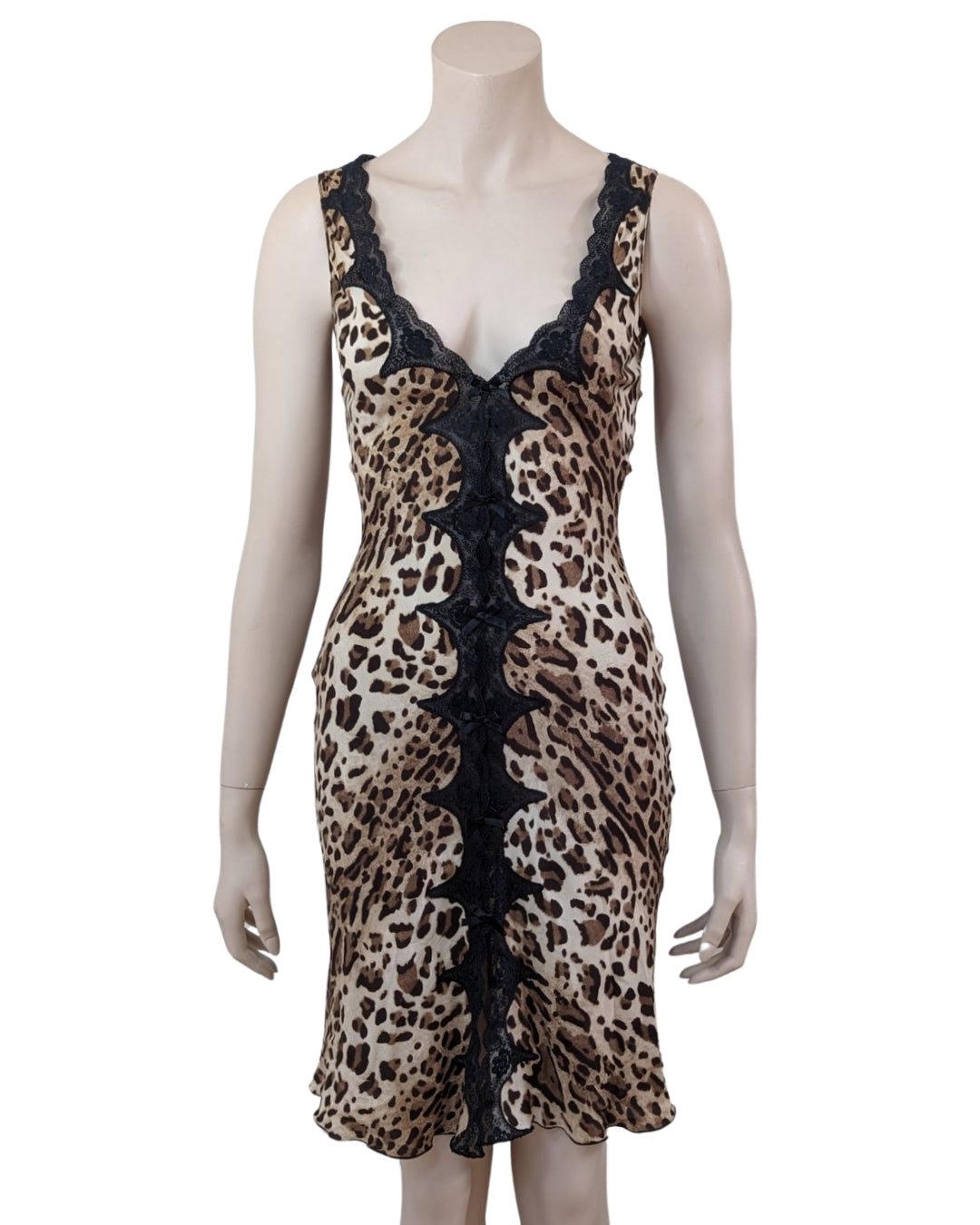 Blumarine Cheetah Silk Dress with Cut-out Black Dress