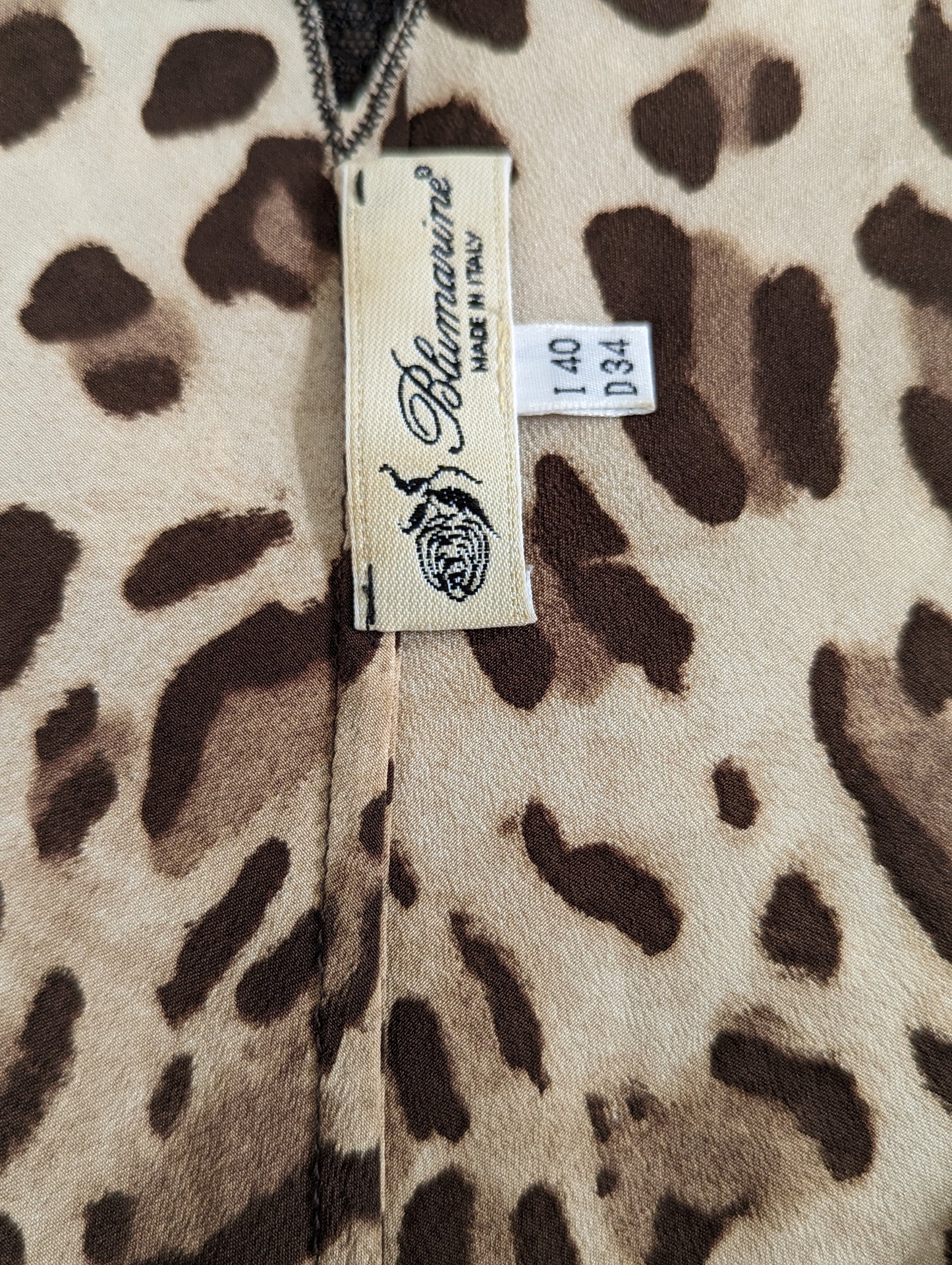 Blumarine Cheetah Silk Dress with Cut-out Black Dress