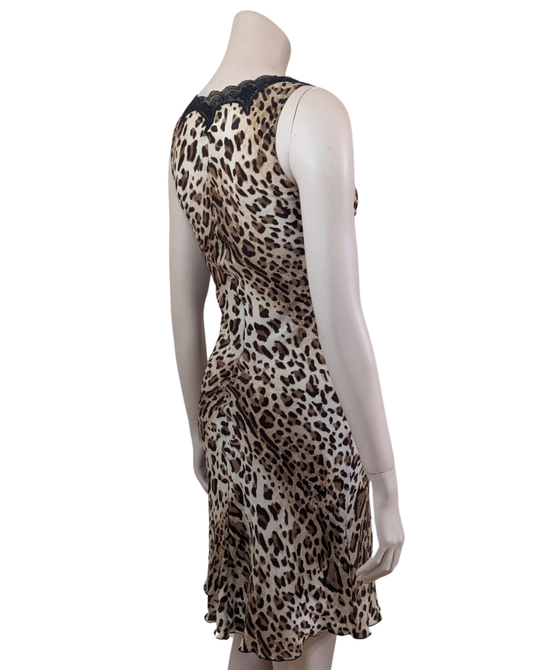 Blumarine Cheetah Silk Dress with Cut-out Black Dress