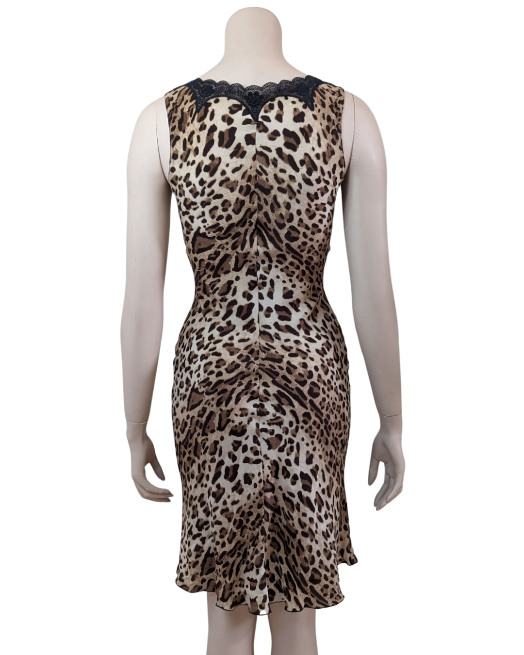 Blumarine Cheetah Silk Dress with Cut-out Black Dress