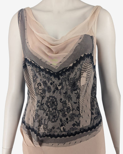 Christian Dior Trompe-l'oeil Print Silk Dress Spring 2006 Runway