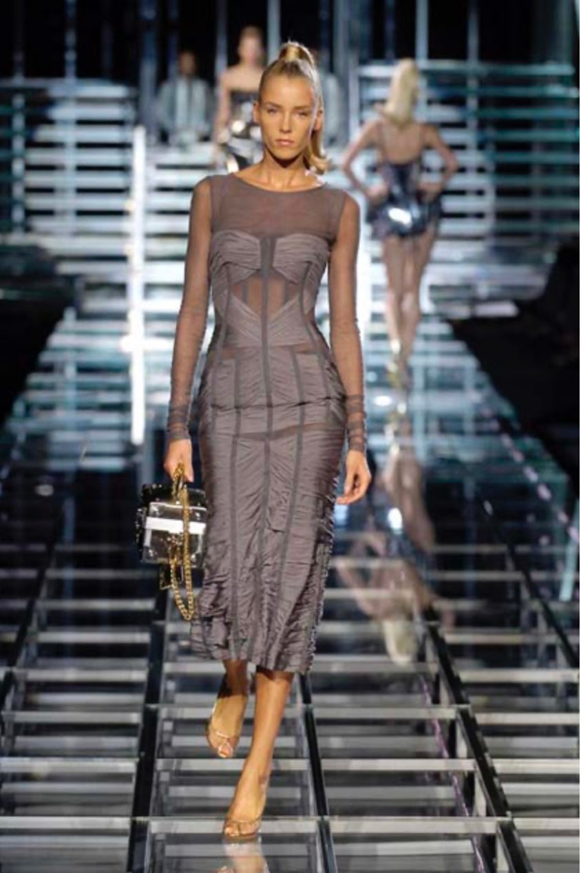 Dolce Gabbana SS2007 Runway Corset Grey Dress