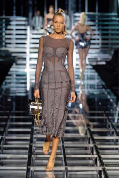 Dolce Gabbana SS2007 Runway Corset Grey Dress
