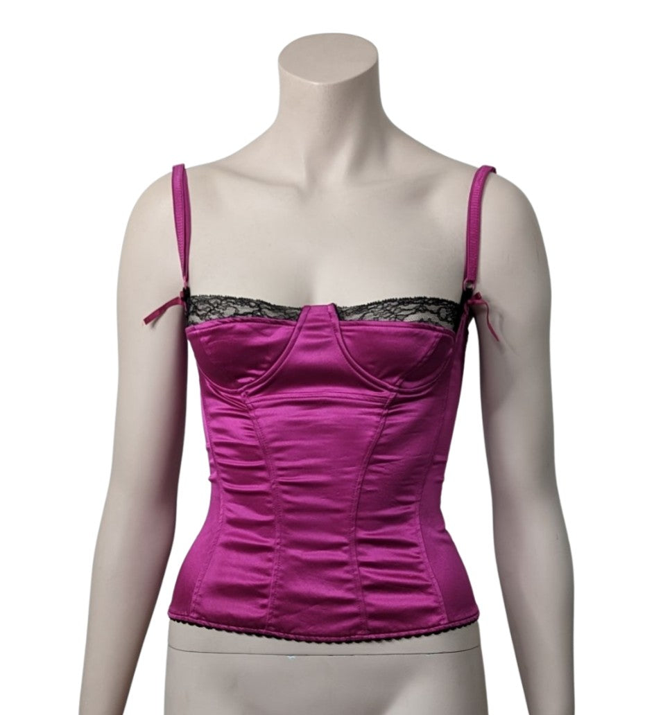 D&G by Dolce & Gabbana Satin Pink Bustier at SoirVintage