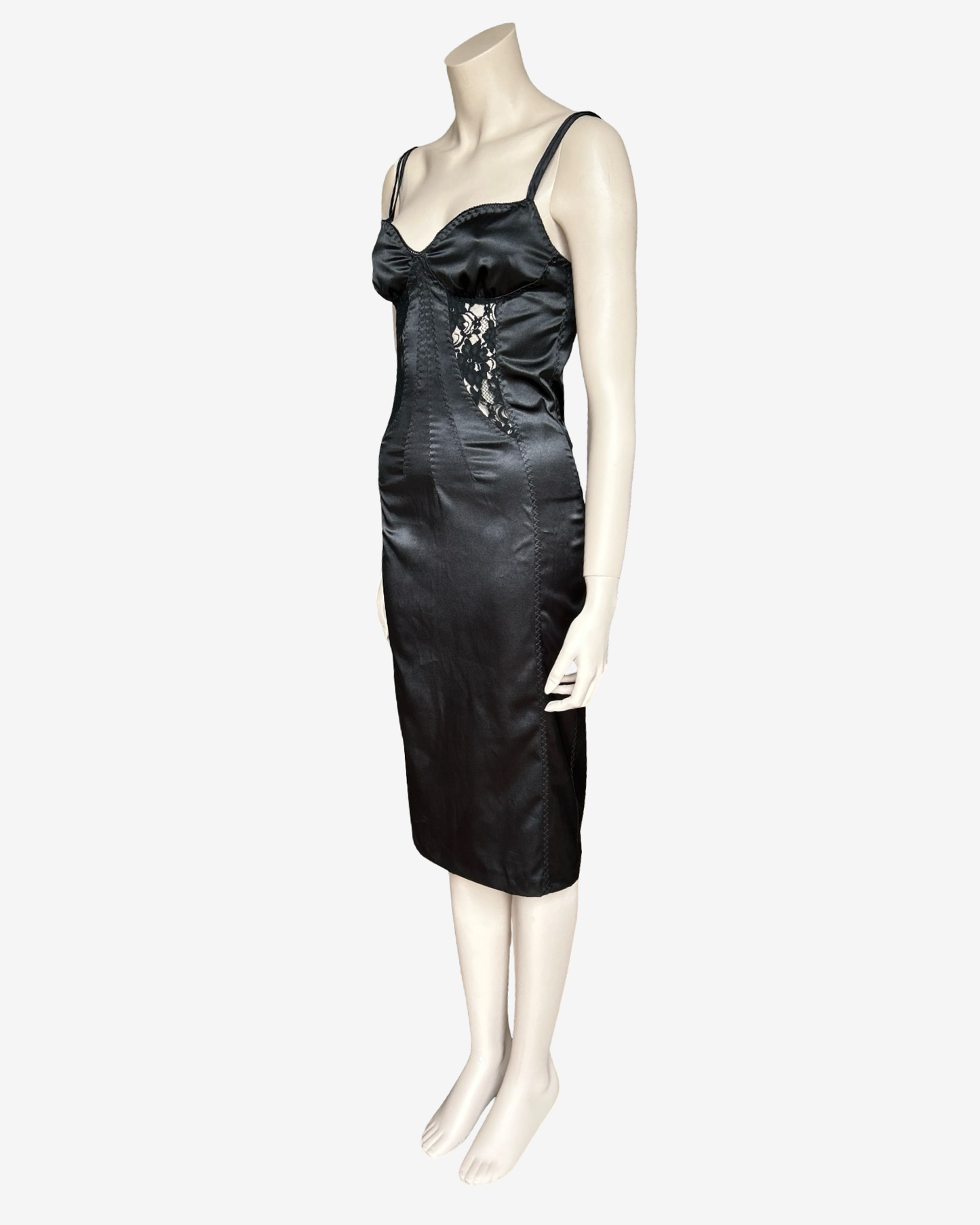 D&G FW2003 satin laces insert midi length