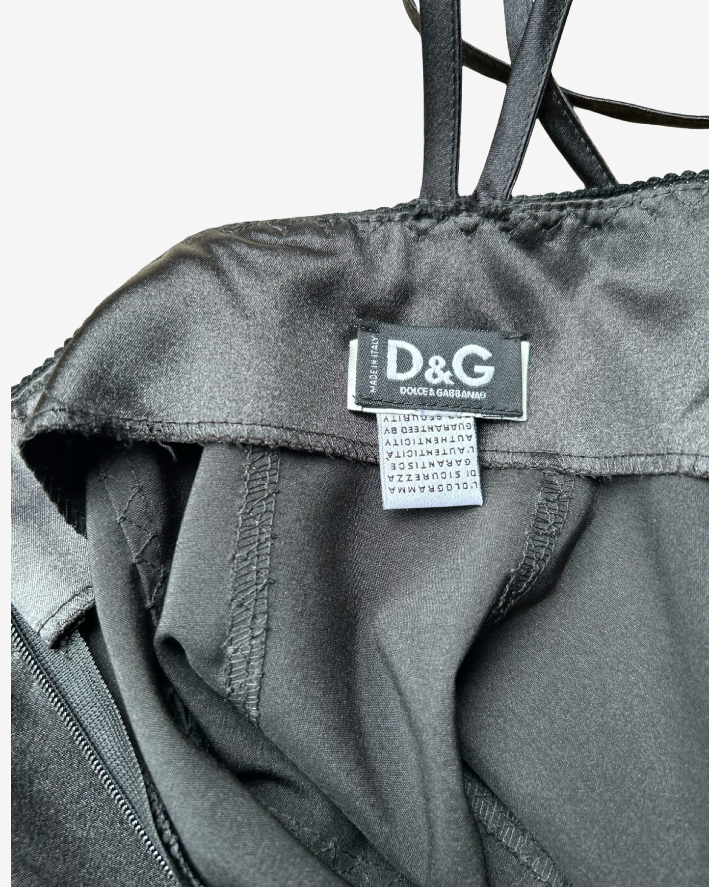 D&G FW2003 satin laces insert midi length