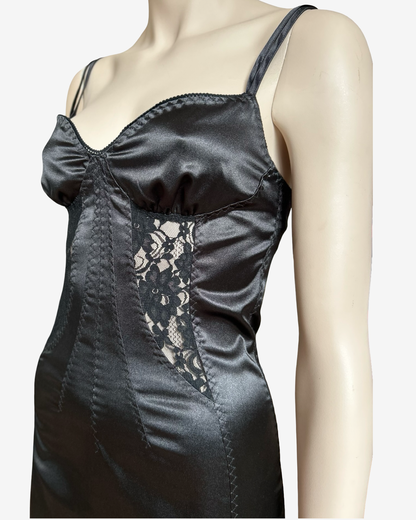 D&G FW2003 satin laces insert midi length