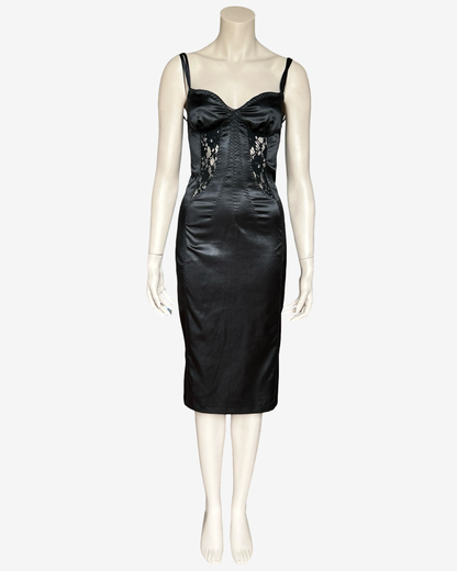 D&G FW2003 satin laces insert midi length