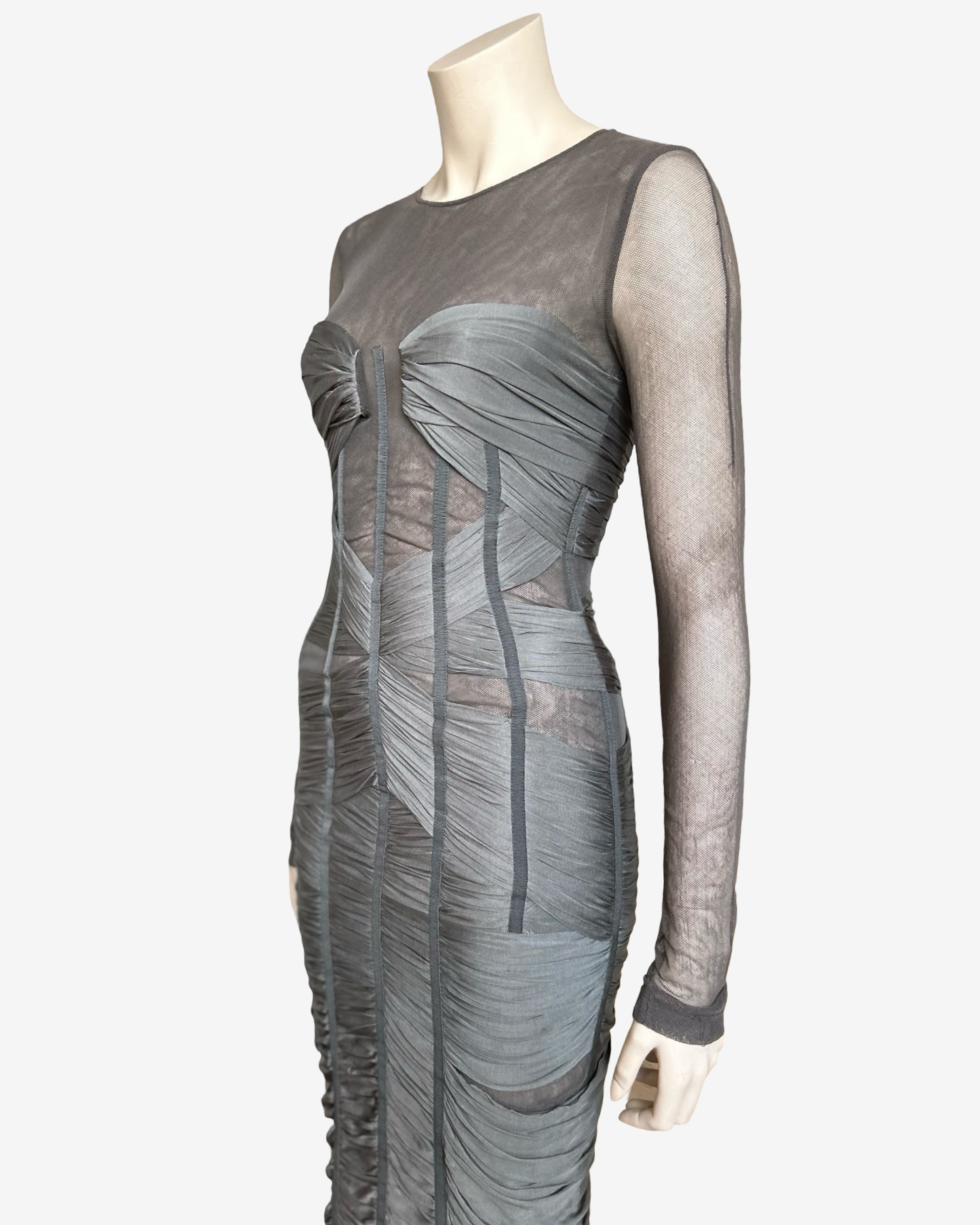 Dolce Gabbana SS2007 Runway Corset Grey Dress