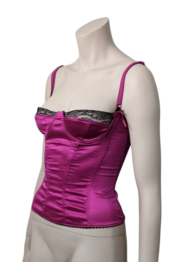 D&G by Dolce & Gabbana Satin Pink Bustier at SoirVintage