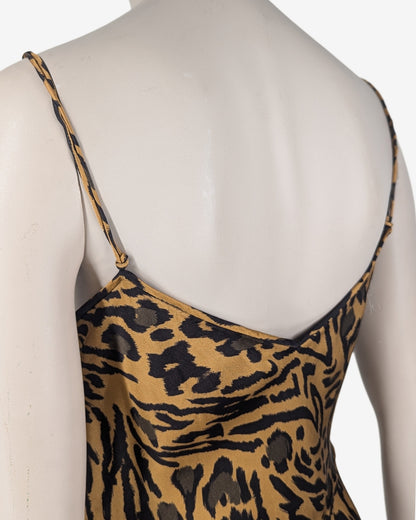 John Galliano S/S 2018 Cheetah Silk Spaghetti Dress