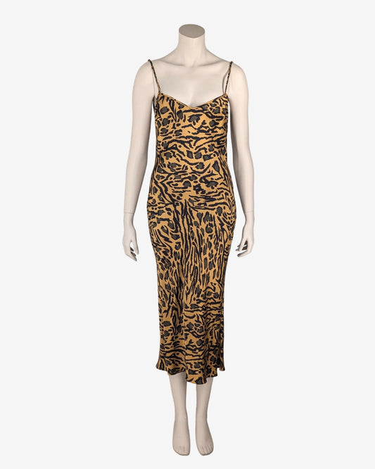 John Galliano S/S 2018 Cheetah Silk Spaghetti Dress