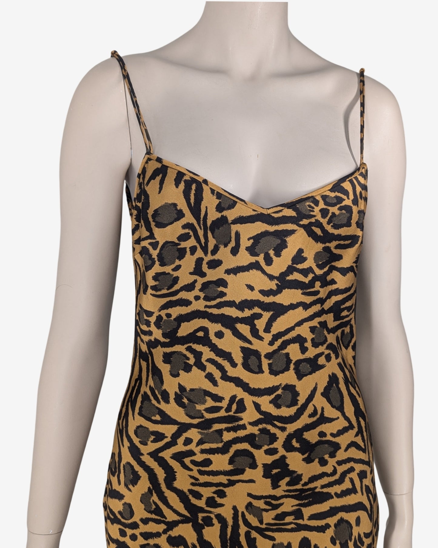 John Galliano S/S 2018 Cheetah Silk Spaghetti Dress