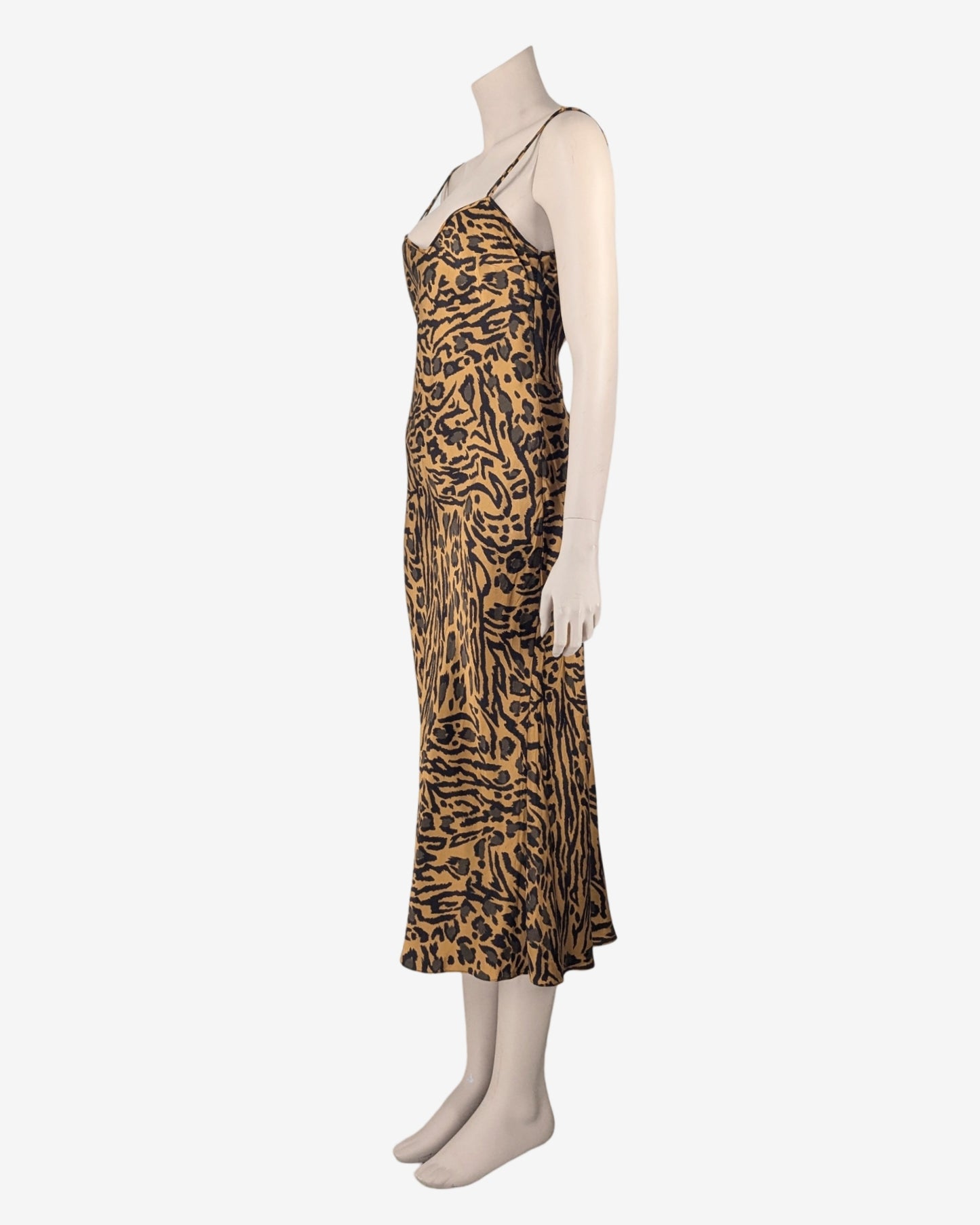 John Galliano S/S 2018 Cheetah Silk Spaghetti Dress
