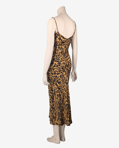 John Galliano S/S 2018 Cheetah Silk Spaghetti Dress
