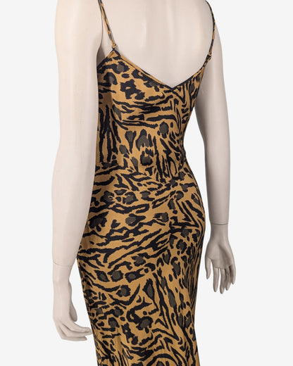 John Galliano S/S 2018 Cheetah Silk Spaghetti Dress