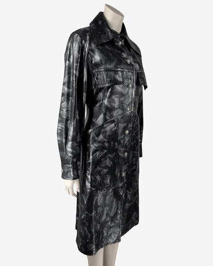 Vintage Leather Black and Grey make Pattern Coat