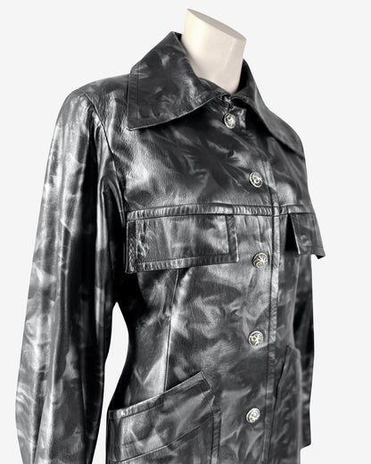Vintage Leather Black and Grey make Pattern Coat
