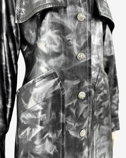 Vintage Leather Black and Grey make Pattern Coat