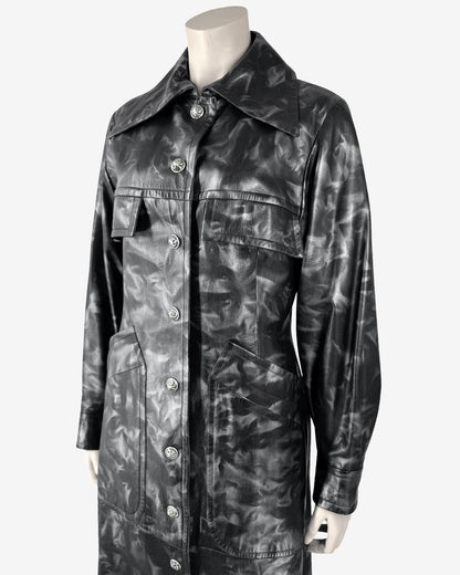 Vintage Leather Black and Grey make Pattern Coat