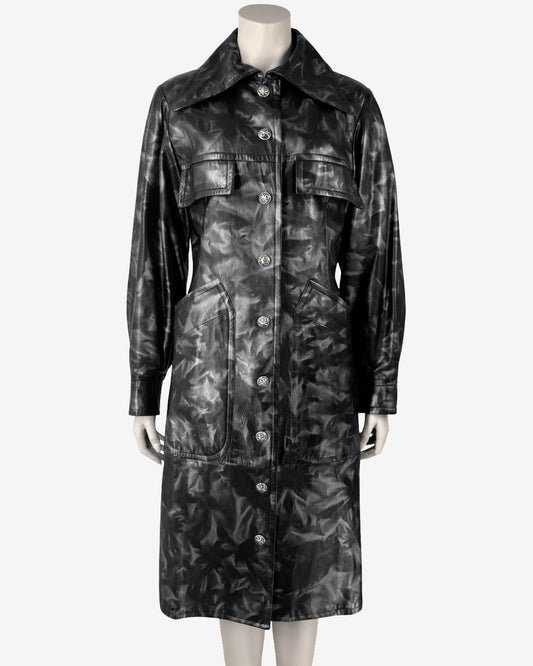 Vintage Leather Black and Grey make Pattern Coat