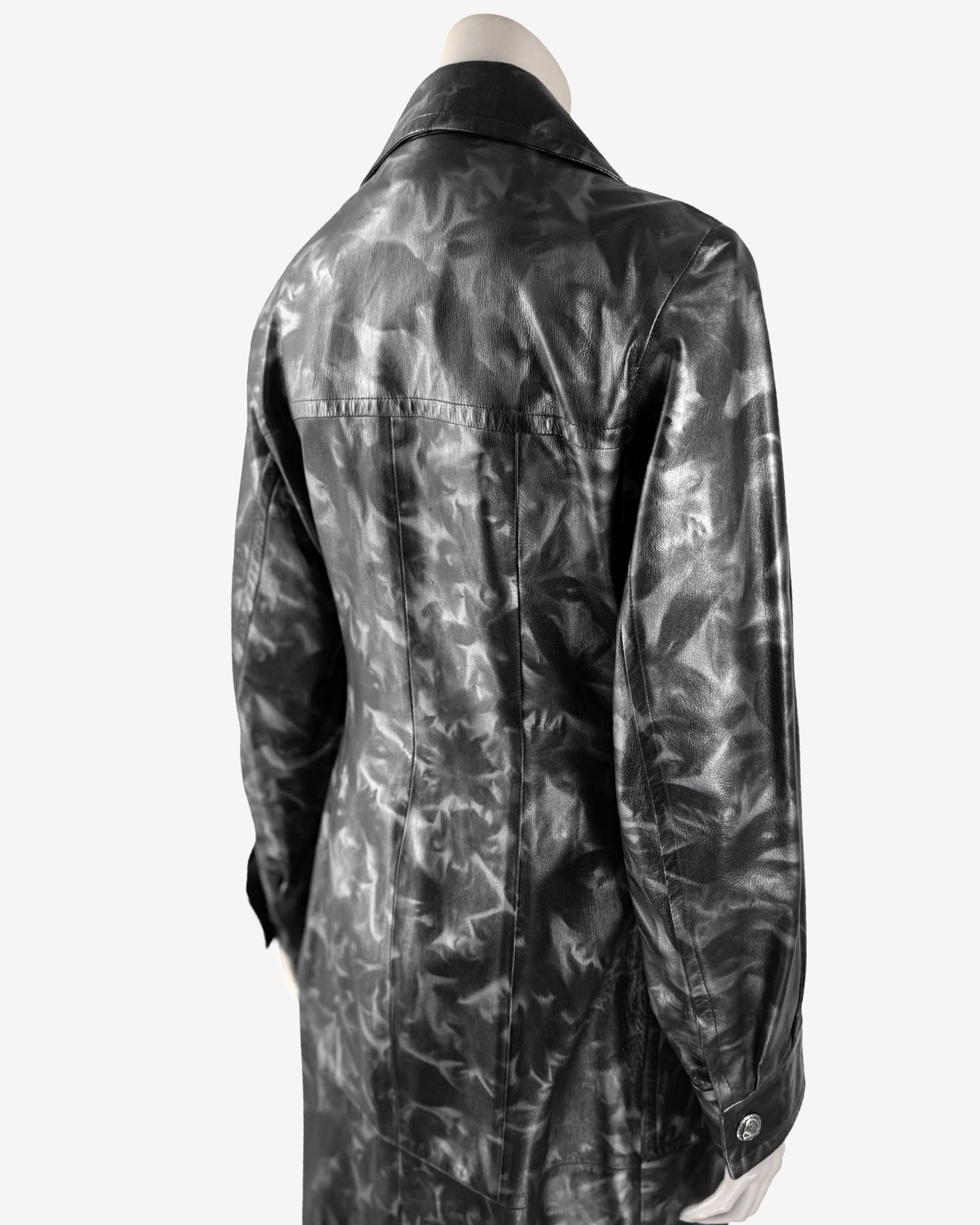 Vintage Leather Black and Grey make Pattern Coat