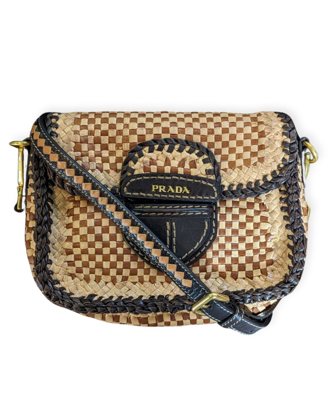 Prada S/S 2011 Madras Cognac Crossbody Bag