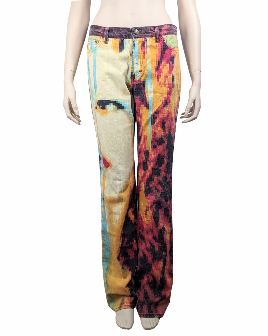 Roberto Cavalli 2001 Desi Lava Pixel Jeans at soirvintage
