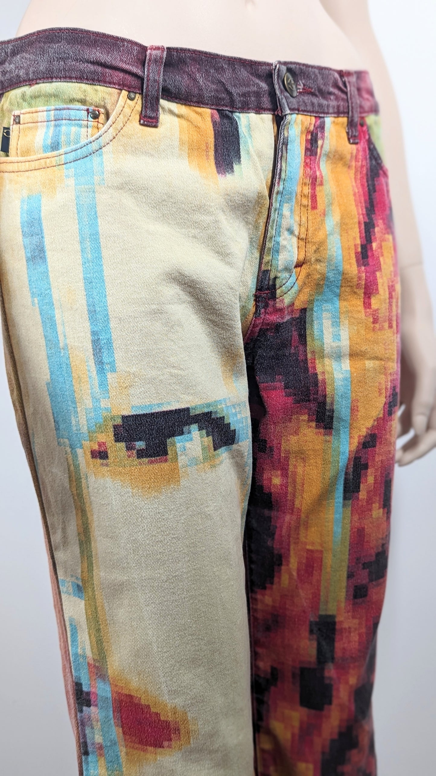 Roberto Cavalli 2001 Desi Lava Pixel Jeans at soirvintage