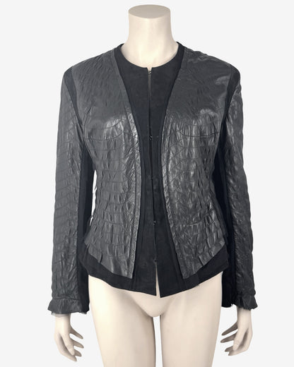 Roberto Cavalli Crocodile Embossed Leather Jacket