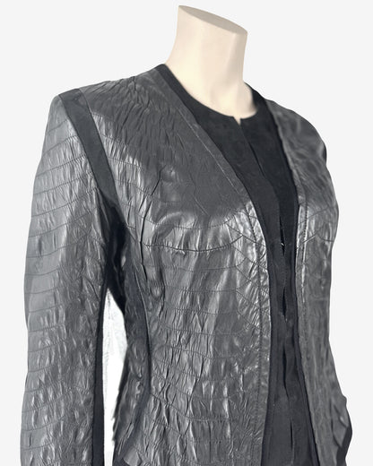 Roberto Cavalli Crocodile Embossed Leather Jacket
