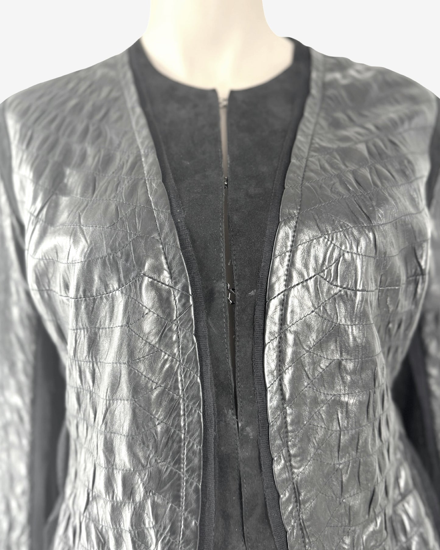Roberto Cavalli Crocodile Embossed Leather Jacket
