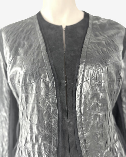Roberto Cavalli Crocodile Embossed Leather Jacket