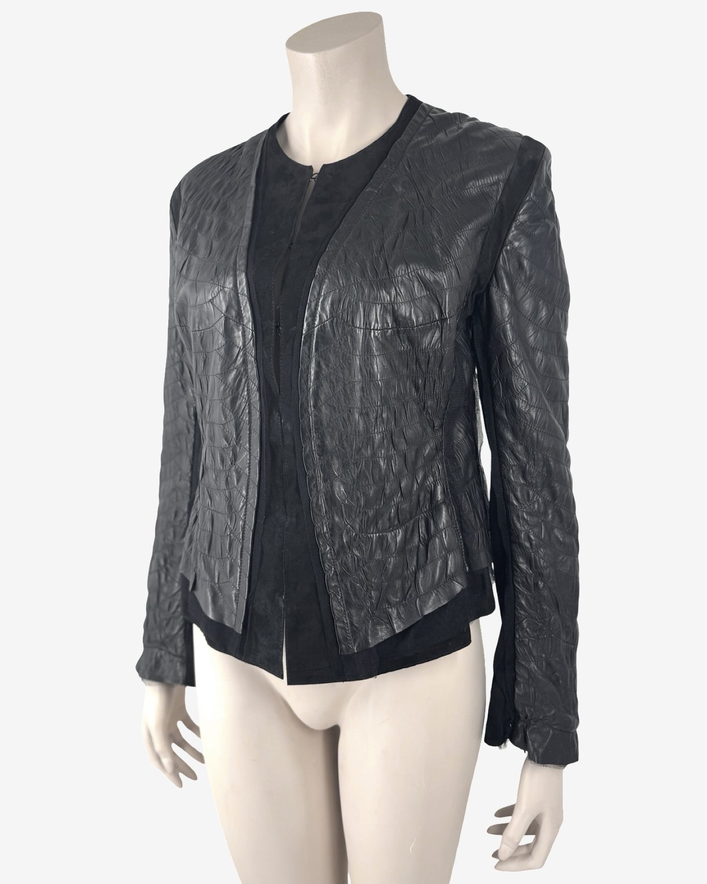 Roberto Cavalli Crocodile Embossed Leather Jacket