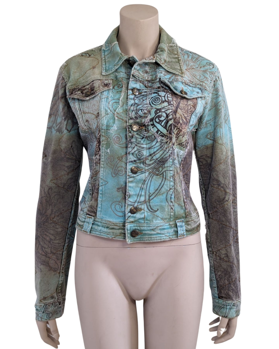 Just Cavalli Zombie Distress Denim Jacket