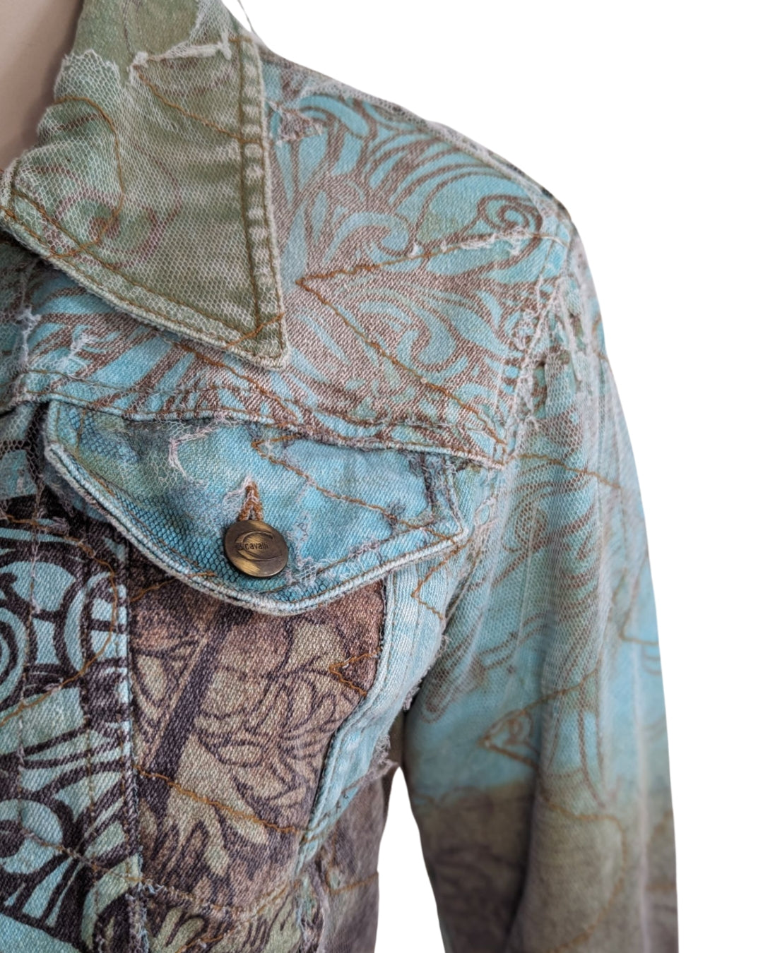 Just Cavalli Zombie Distress Denim Jacket