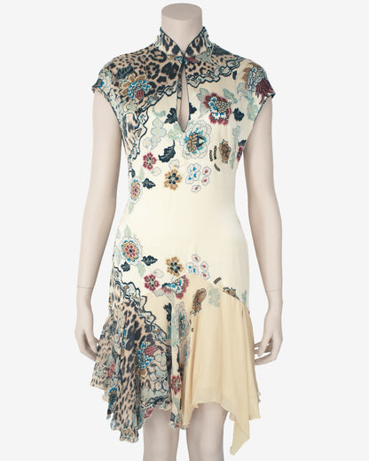 Roberto Cavalli - S/S 2003 Iconic Chinoiserie Silk Nacre Dress