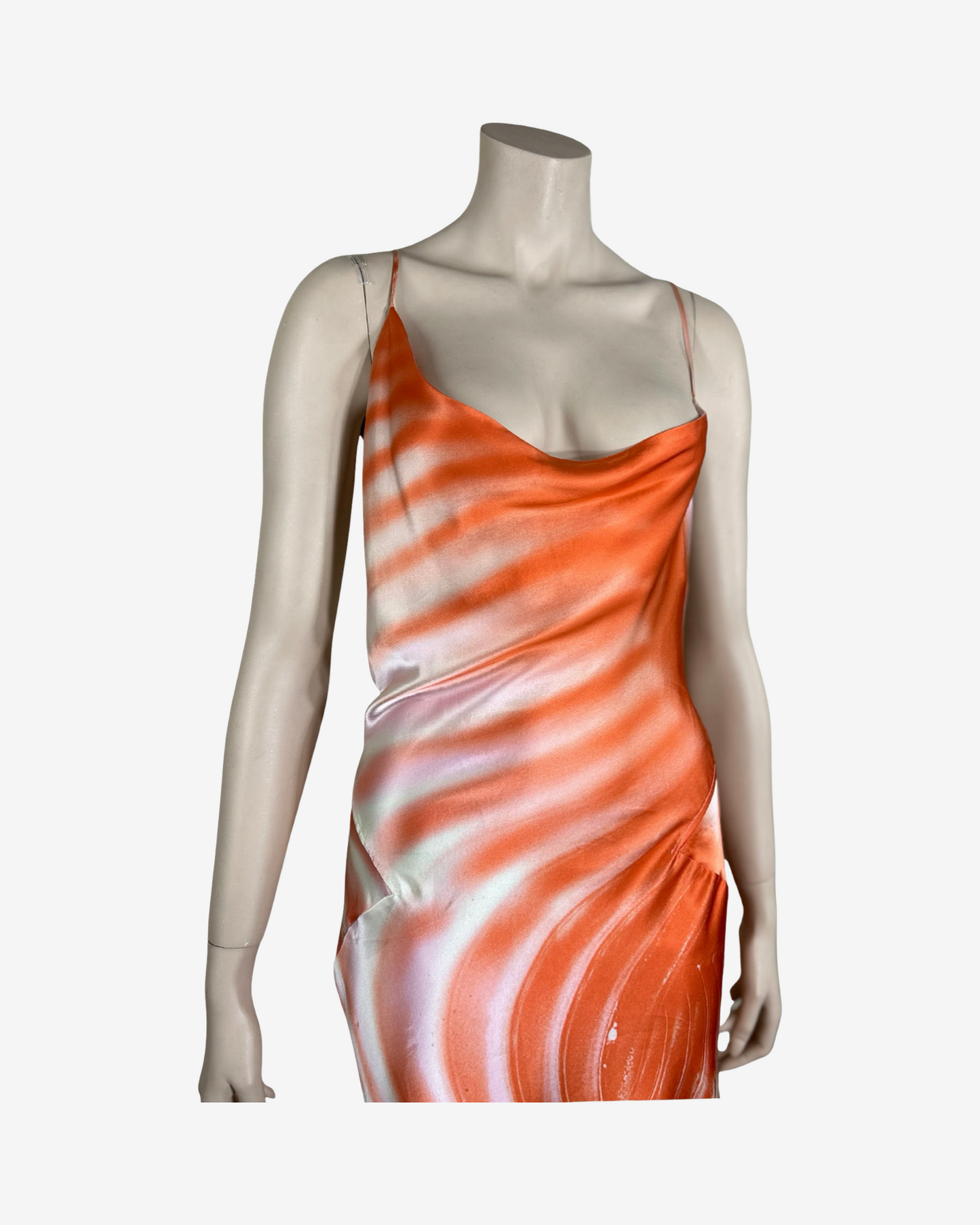 Roberto Cavalli SS2001 Orange Open Back Iconic Ombre Swirl Dress