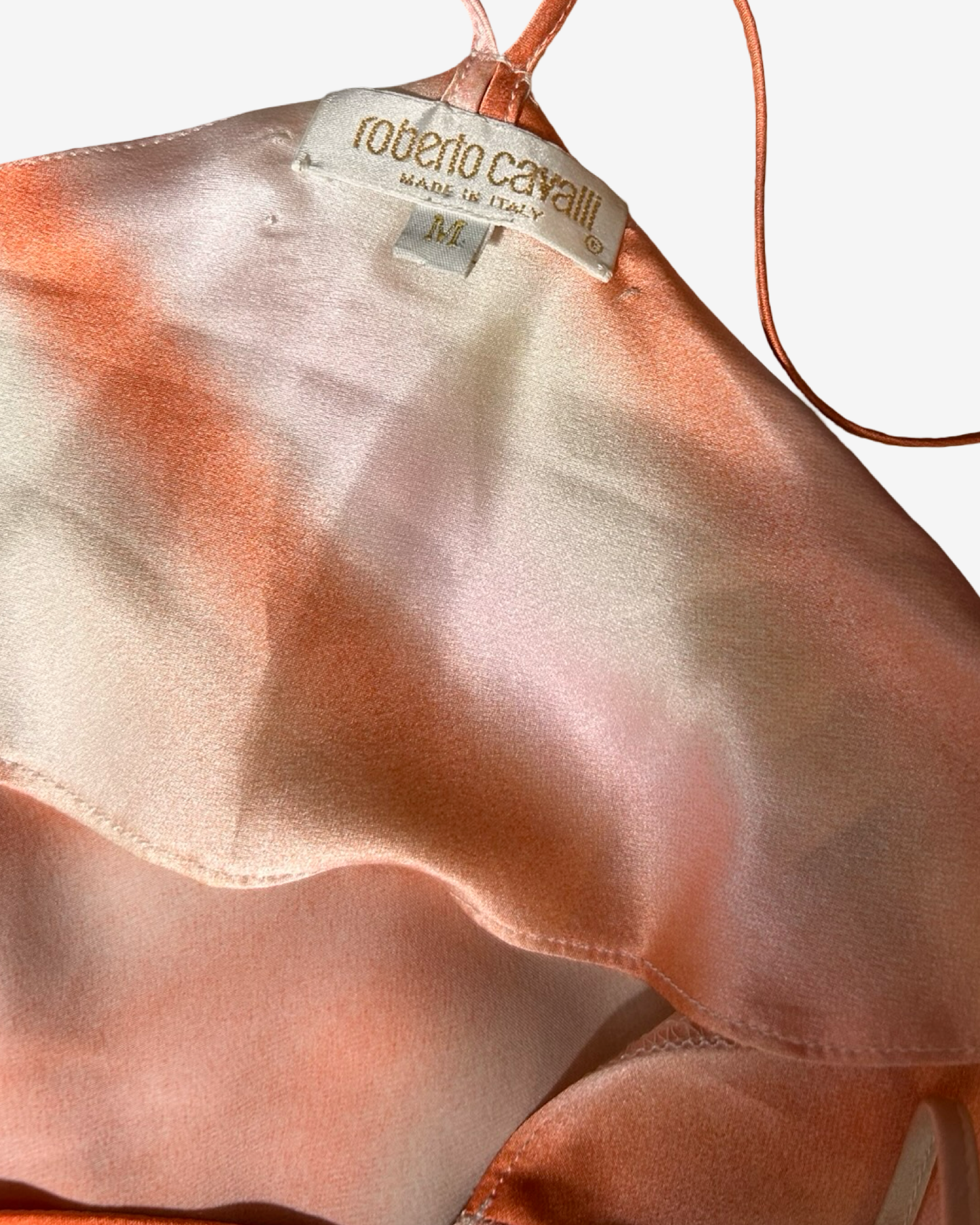 Roberto Cavalli SS2001 Orange Open Back Iconic Ombre Swirl Dress