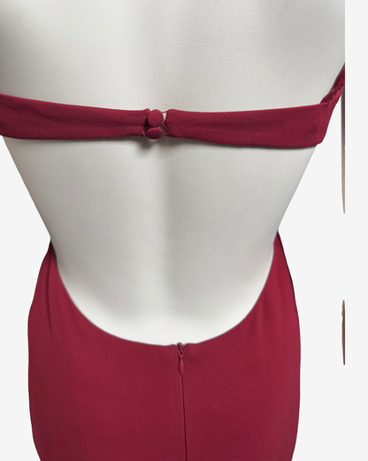 Sophie Sitbon Burgundy Cut‑Out Bow Maxi Dress
