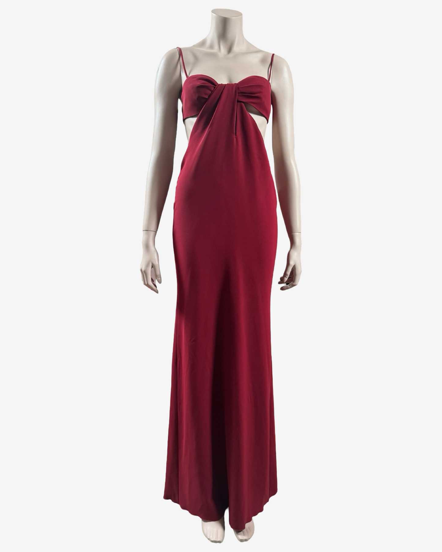 Sophie Sitbon Burgundy Cut‑Out Bow Maxi Dress