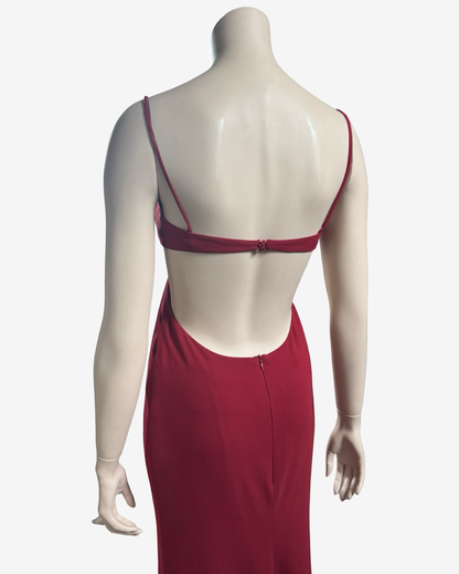 Sophie Sitbon Burgundy Cut‑Out Bow Maxi Dress