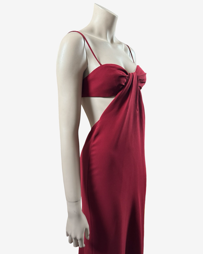 Sophie Sitbon Burgundy Cut‑Out Bow Maxi Dress
