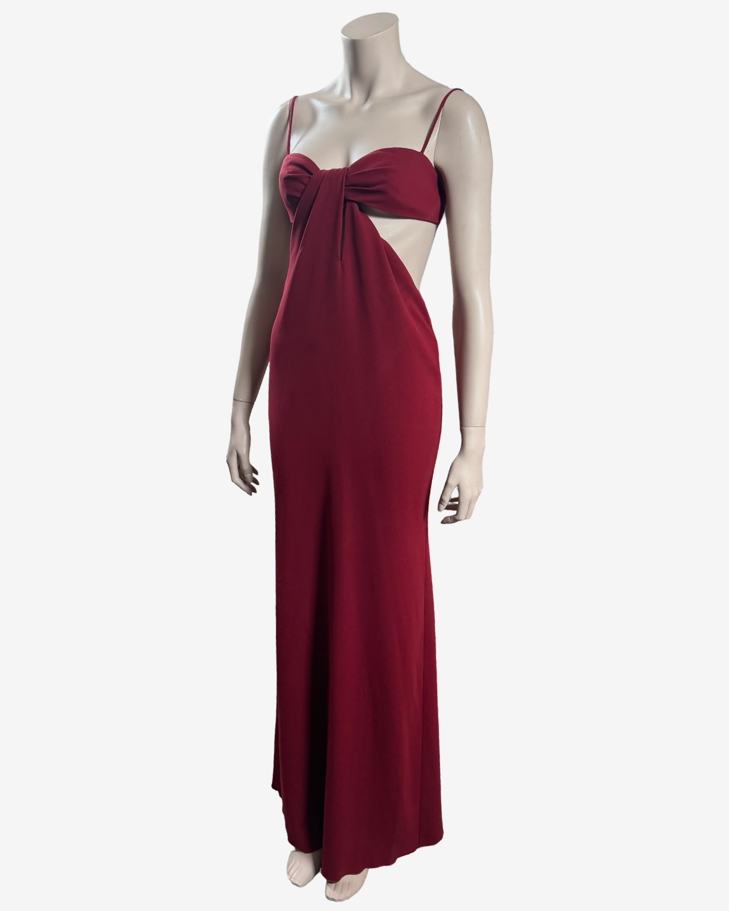 Sophie Sitbon Burgundy Cut‑Out Bow Maxi Dress