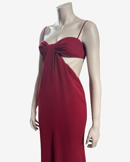 Sophie Sitbon Burgundy Cut‑Out Bow Maxi Dress