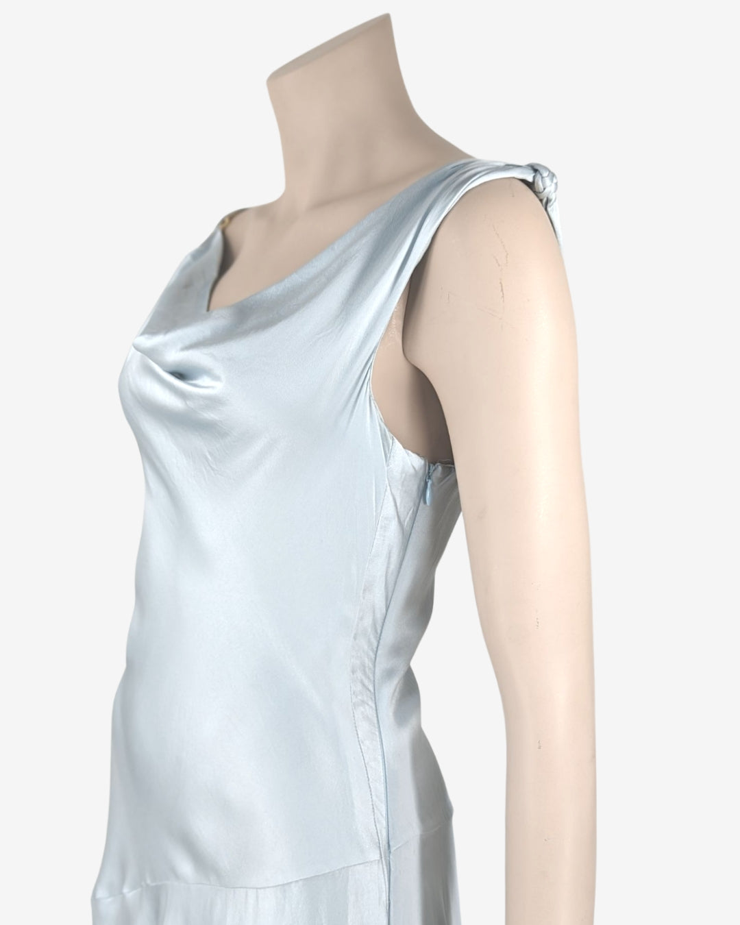 D&G Dolce Gabbana Celeste Light Blue Asymmetric Silk Dress