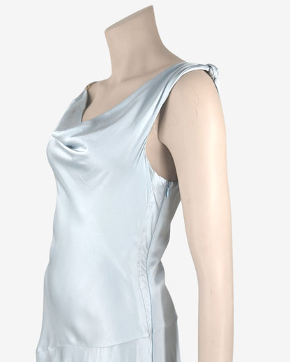 D&G Dolce Gabbana Celeste Light Blue Asymmetric Silk Dress