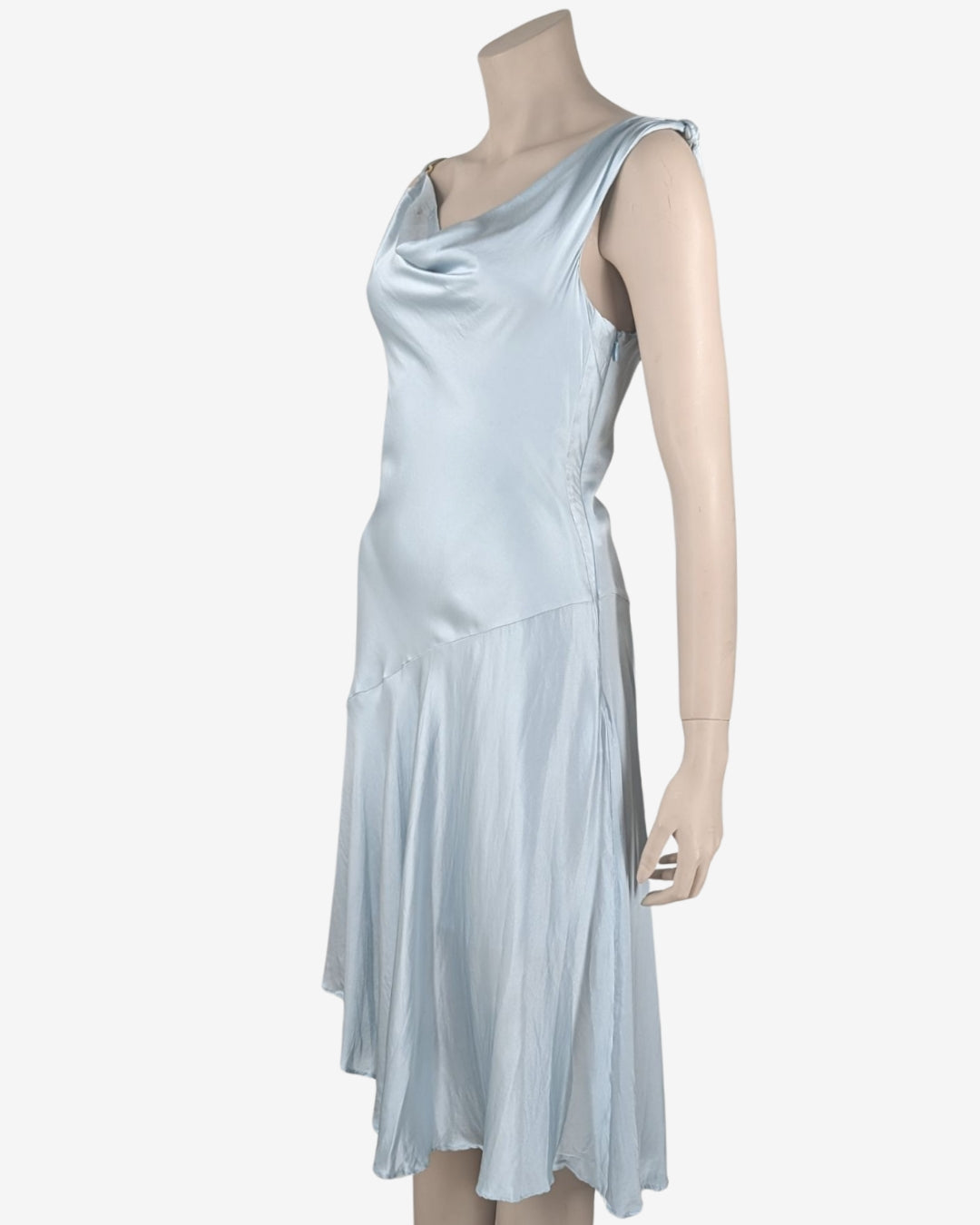 D&G Dolce Gabbana Celeste Light Blue Asymmetric Silk Dress