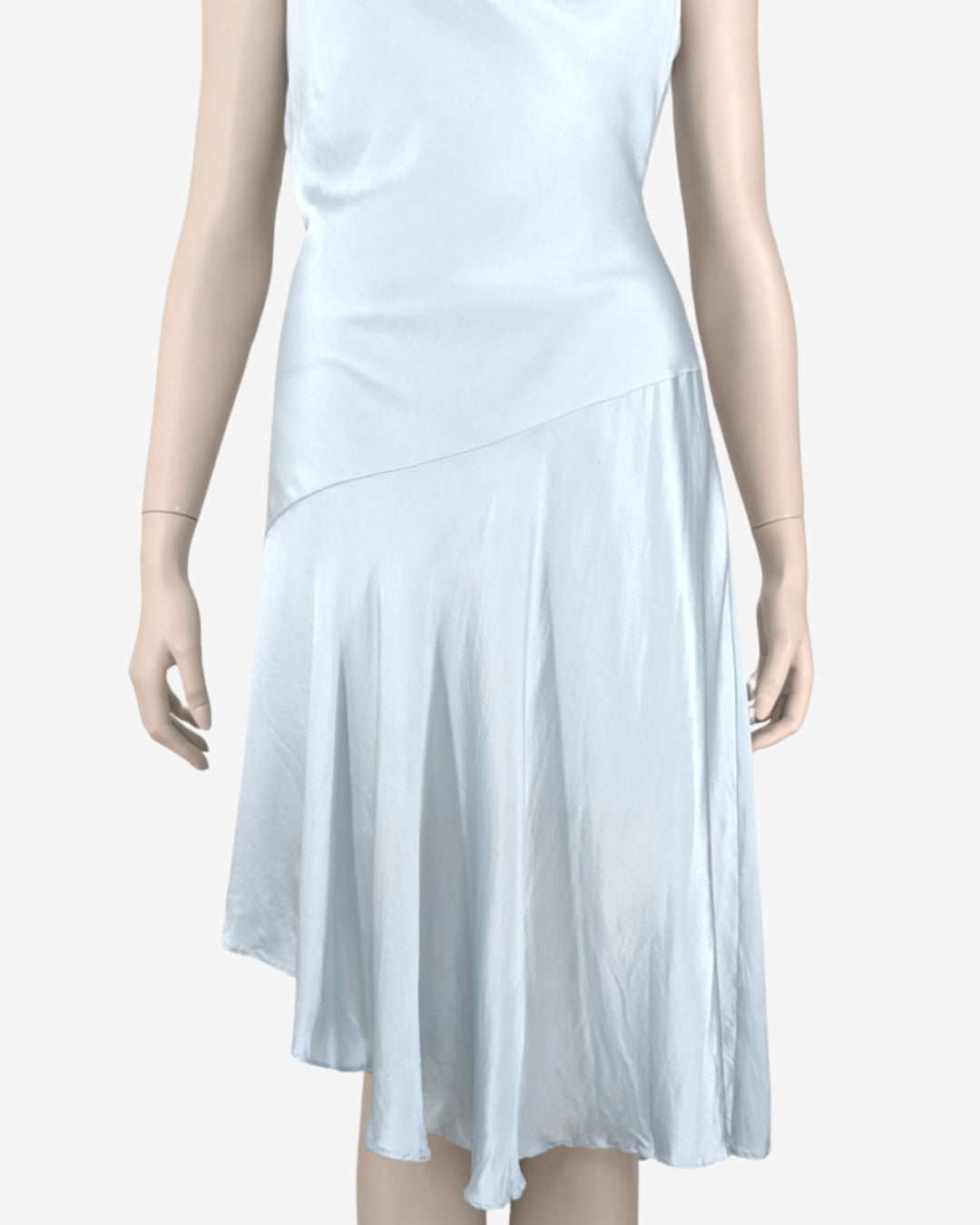 D&G Dolce Gabbana Celeste Light Blue Asymmetric Silk Dress